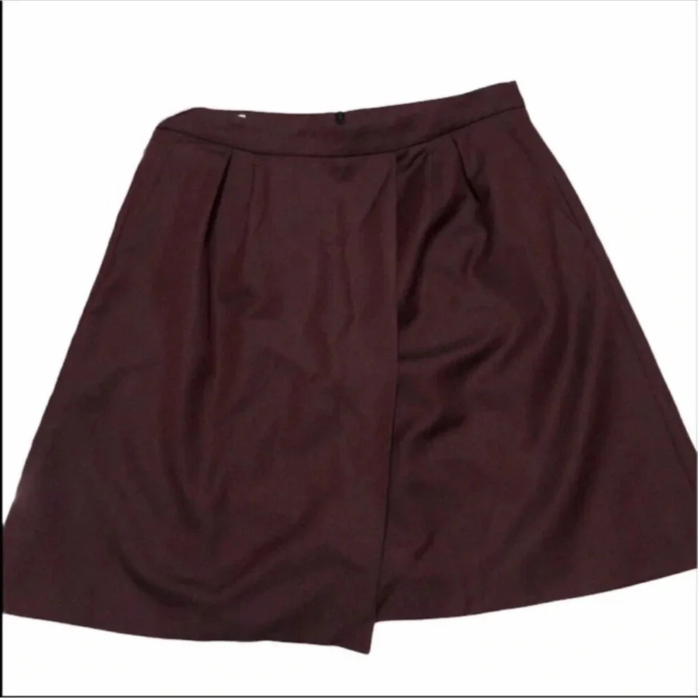 NWT Faconnable Egg Plant Pleated Faux Wrap Skirt